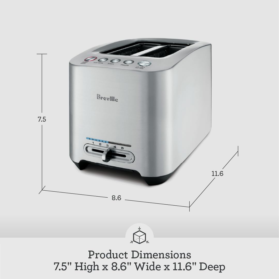 Breville BTA820XL Die-Cast Smart Toaster, 2 Slice, Brushed Stainless Steel
