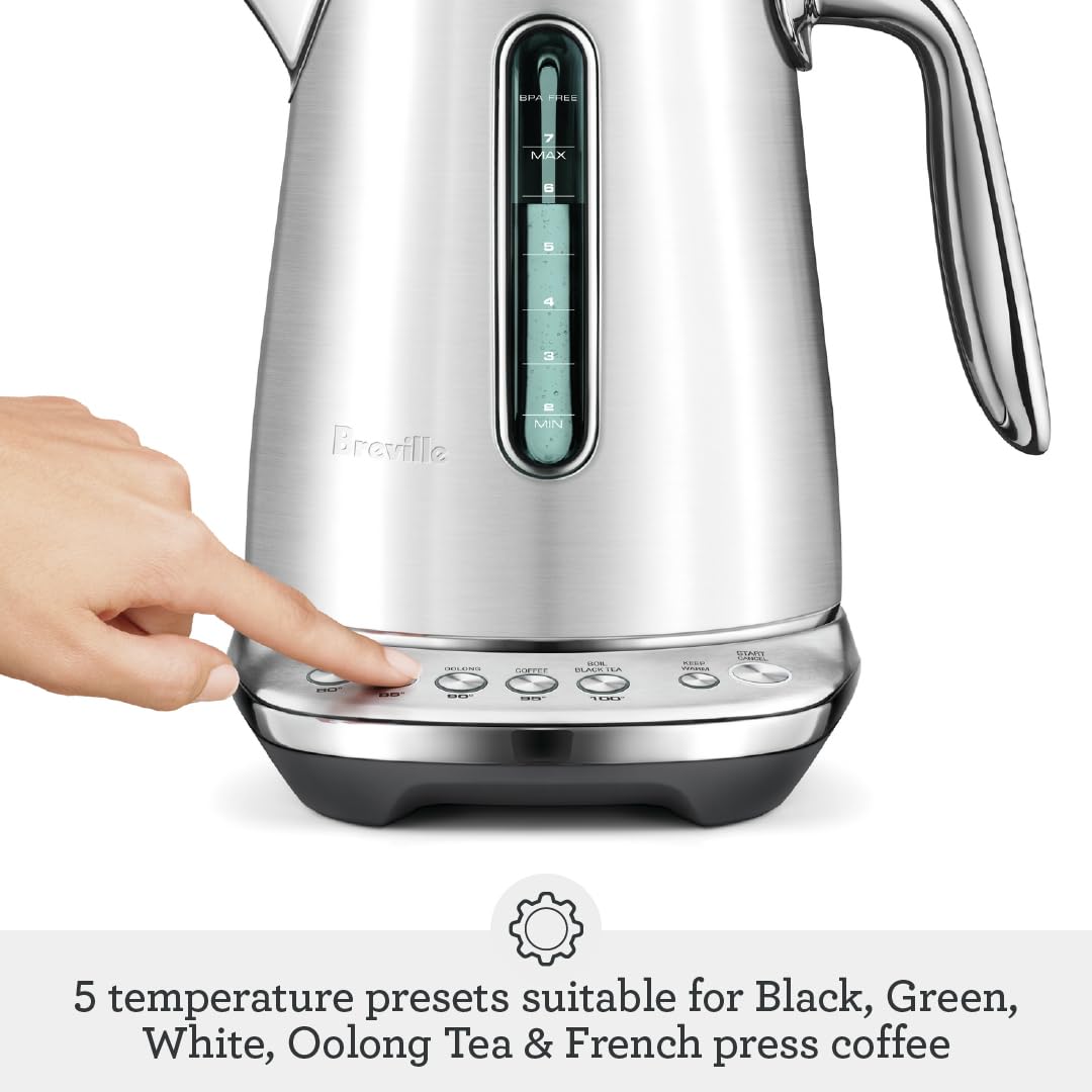 Breville Smart Kettle Luxe Water Heater BKE845BRT, 7 Cup, Black Truffle