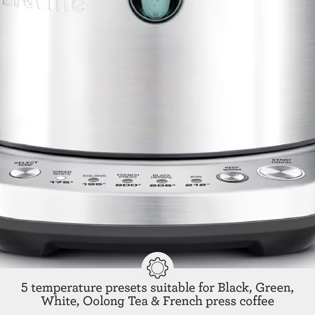Breville Temp Select BKE720BSS Hot Water Kettle, 1.7L, Brushed Stainless Steel