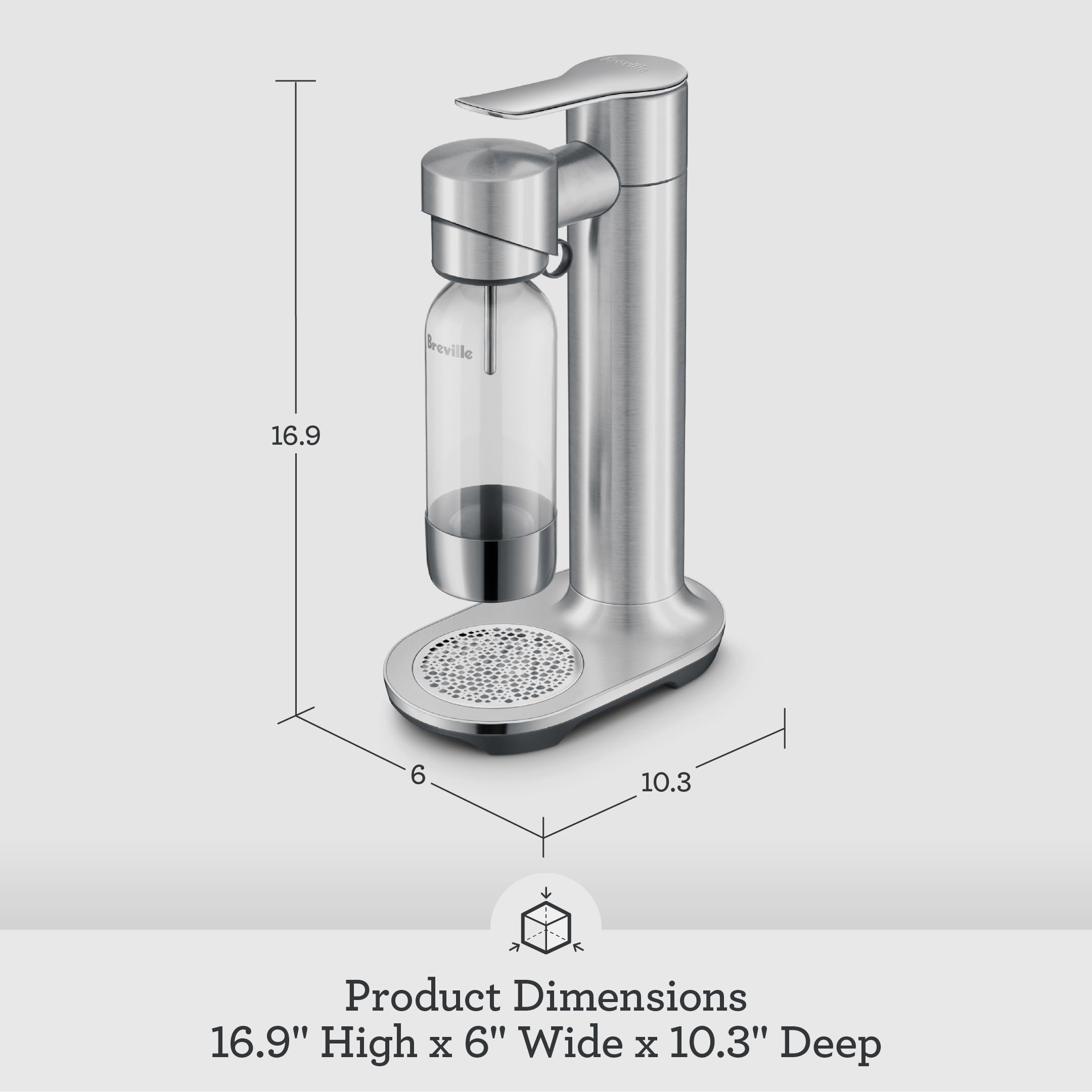 Breville InFizz Aqua Sparkling Water Maker, Brushed Stainless Steel