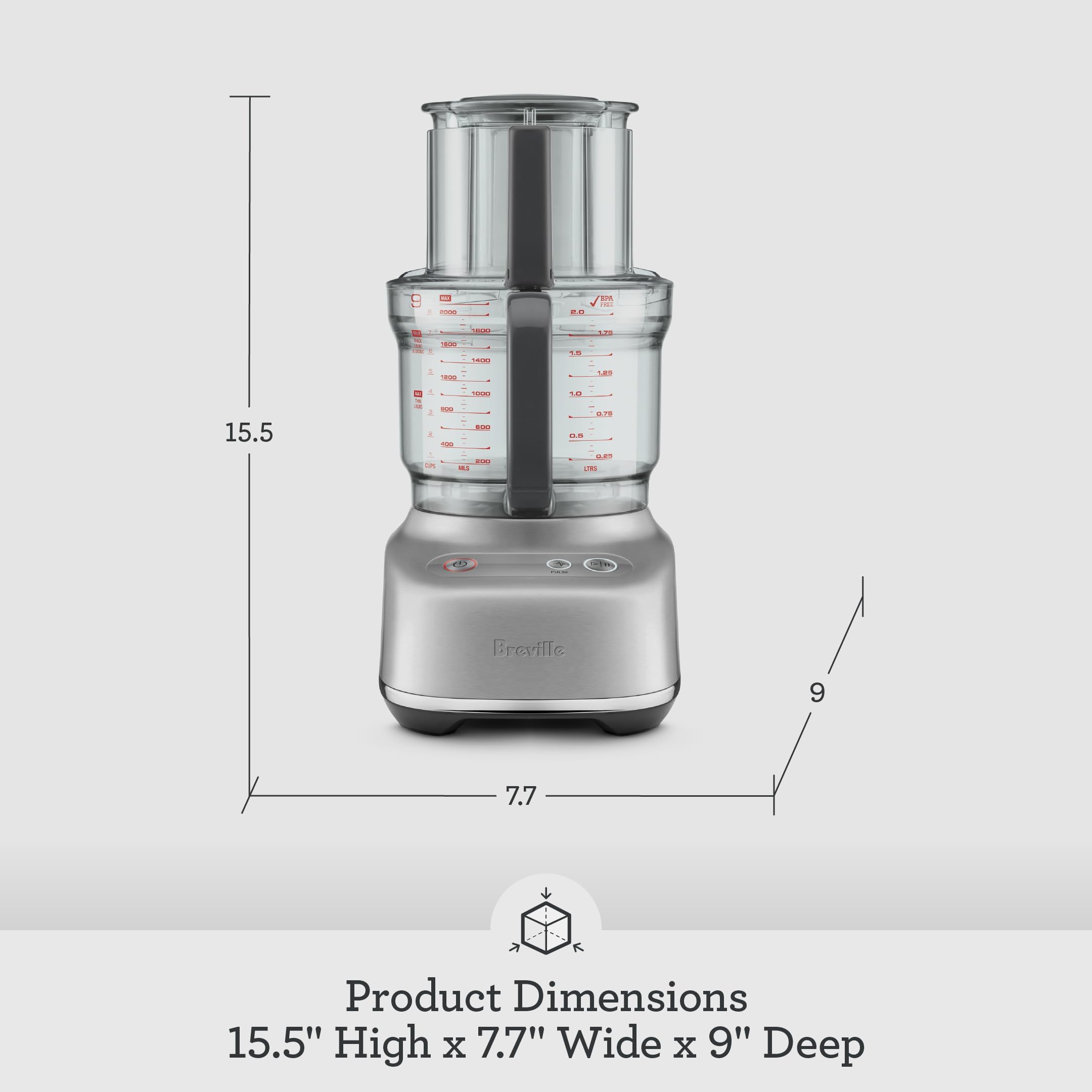 BFP610 Sous Chef 9 Cup Food Processor, Small, Brushed Stainless Steel