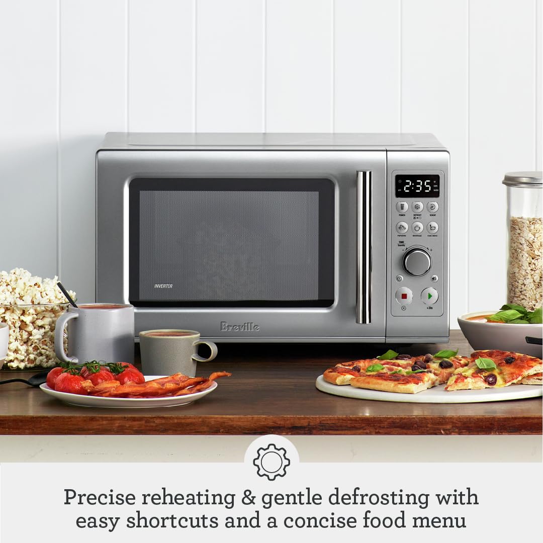 Breville BMO650SIL Compact Wave Soft Close Microwave, 25L, Silver