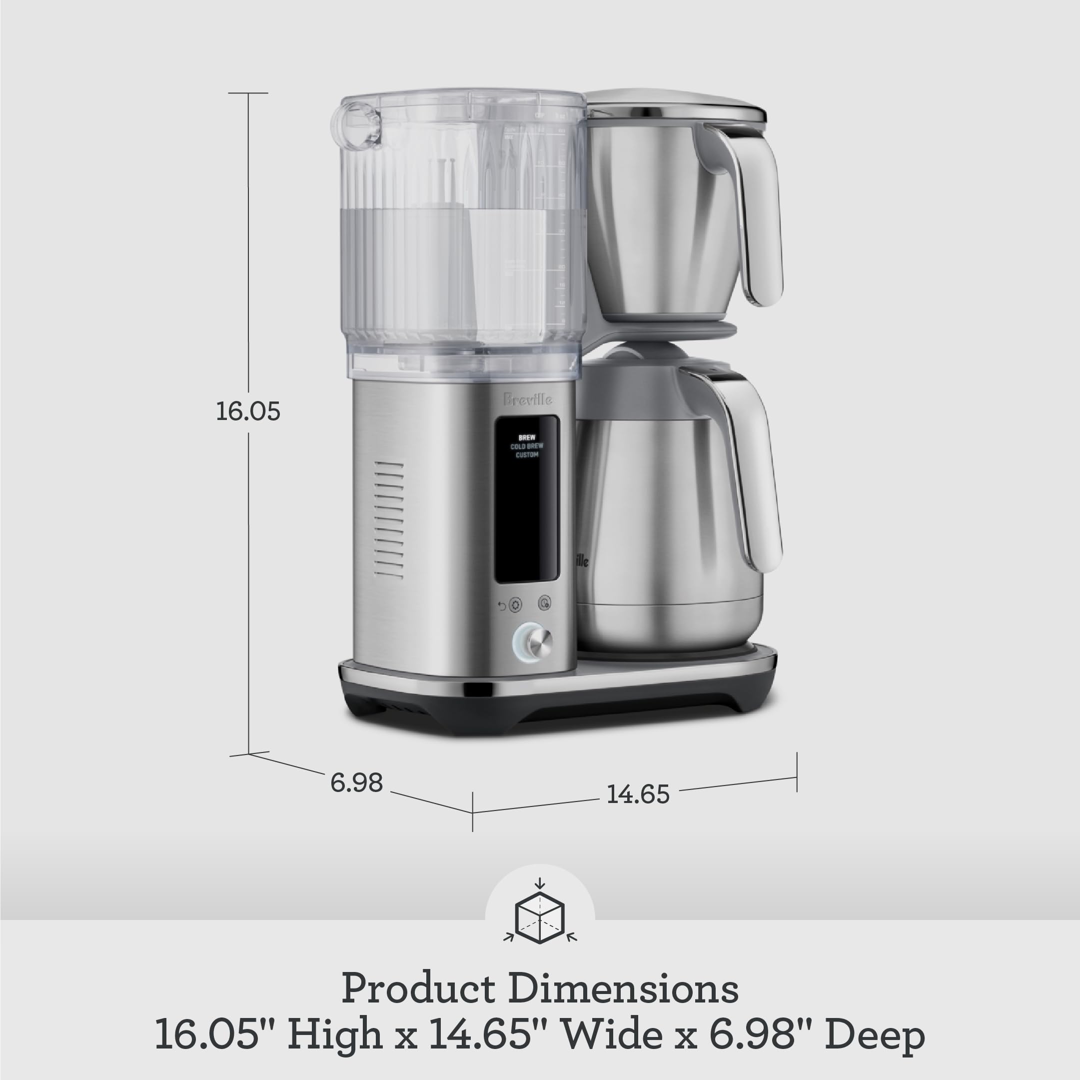 Breville Luxe Drip Coffee Machine BDC465BSS – Brushed Stainless Steel with Thermal Carafe