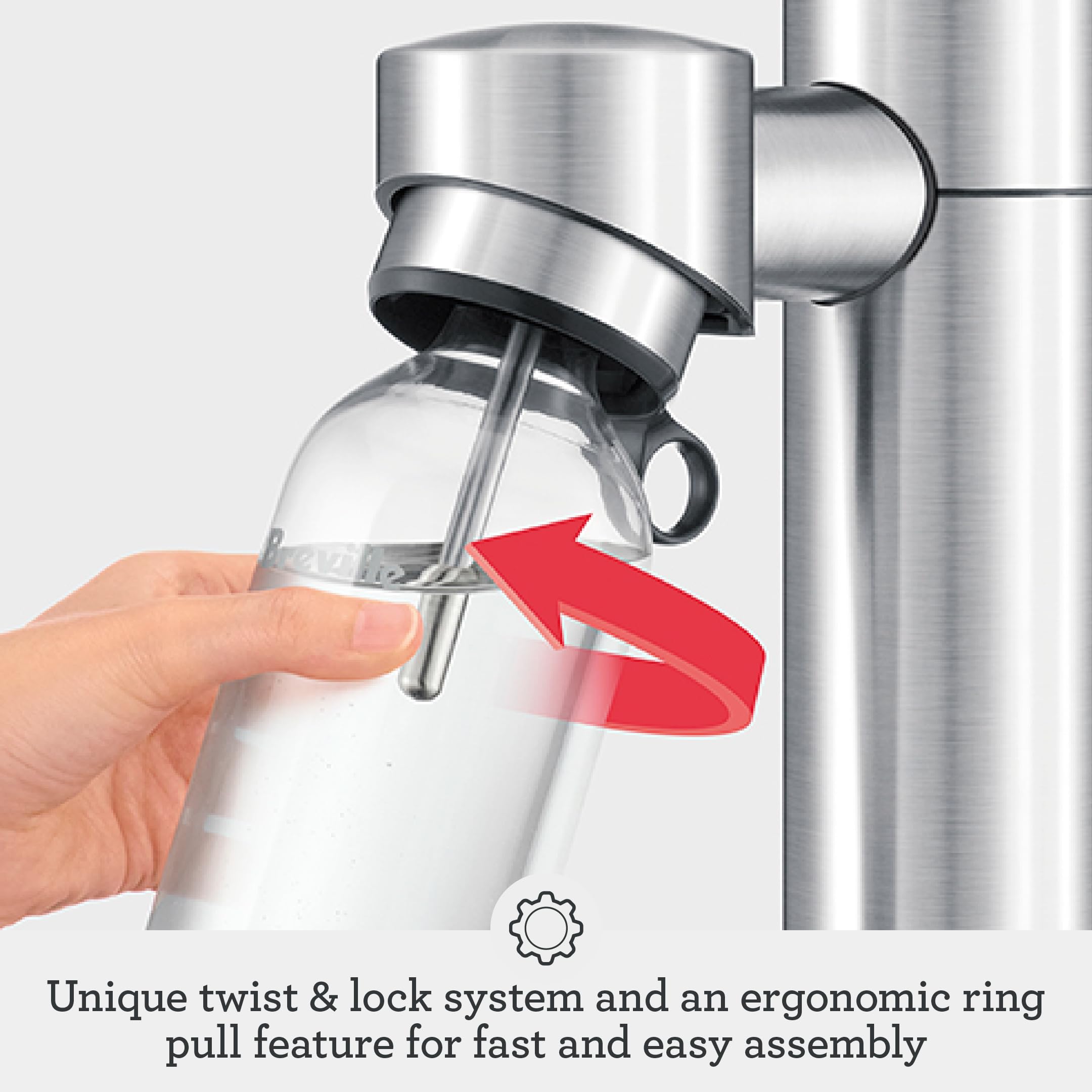Breville InFizz Aqua Sparkling Water Maker, Brushed Stainless Steel